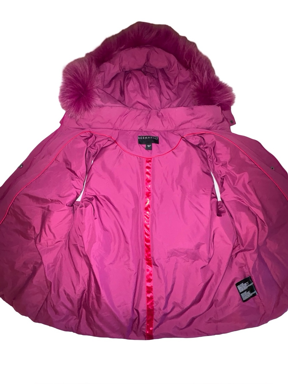 Bernardo XL  Magenta Down Puffer Vest Fox Fur Hood Winter Ski - Picture 6 of 11